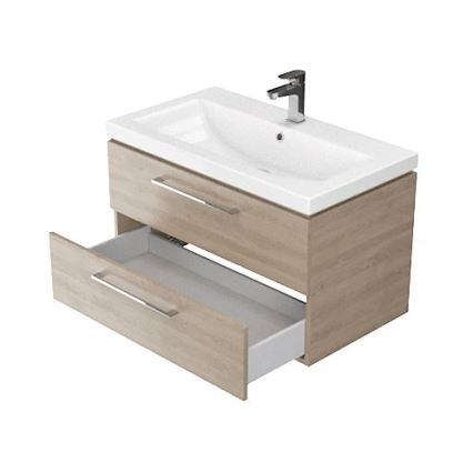 Cersanit S801-154-DSM - Zidni kupaonski ormarić s umivaonikom LARA 80x46x45 cm orah