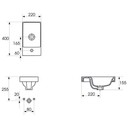 Cersanit S801-218-DSM - Viseći kupaonski ormarić s umivaonikom MODUO SLIM 40x22 cm sjajna bijela