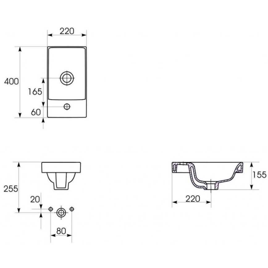 Cersanit S801-218-DSM - Viseći kupaonski ormarić s umivaonikom MODUO SLIM 40x22 cm sjajna bijela