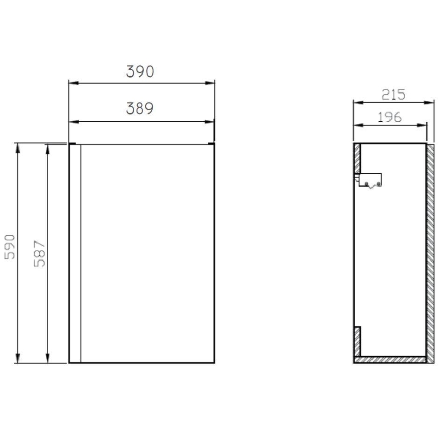 Cersanit S801-218-DSM - Viseći kupaonski ormarić s umivaonikom MODUO SLIM 40x22 cm sjajna bijela