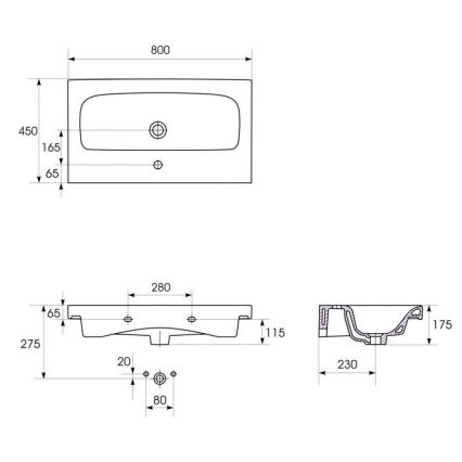 Cersanit S801-221-DSM - Viseći kupaonski ormarić s umivaonikom MODUO 80x45 cm sjajna bijela