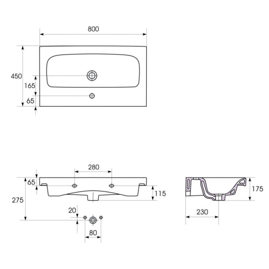 Cersanit S801-221-DSM - Viseći kupaonski ormarić s umivaonikom MODUO 80x45 cm sjajna bijela
