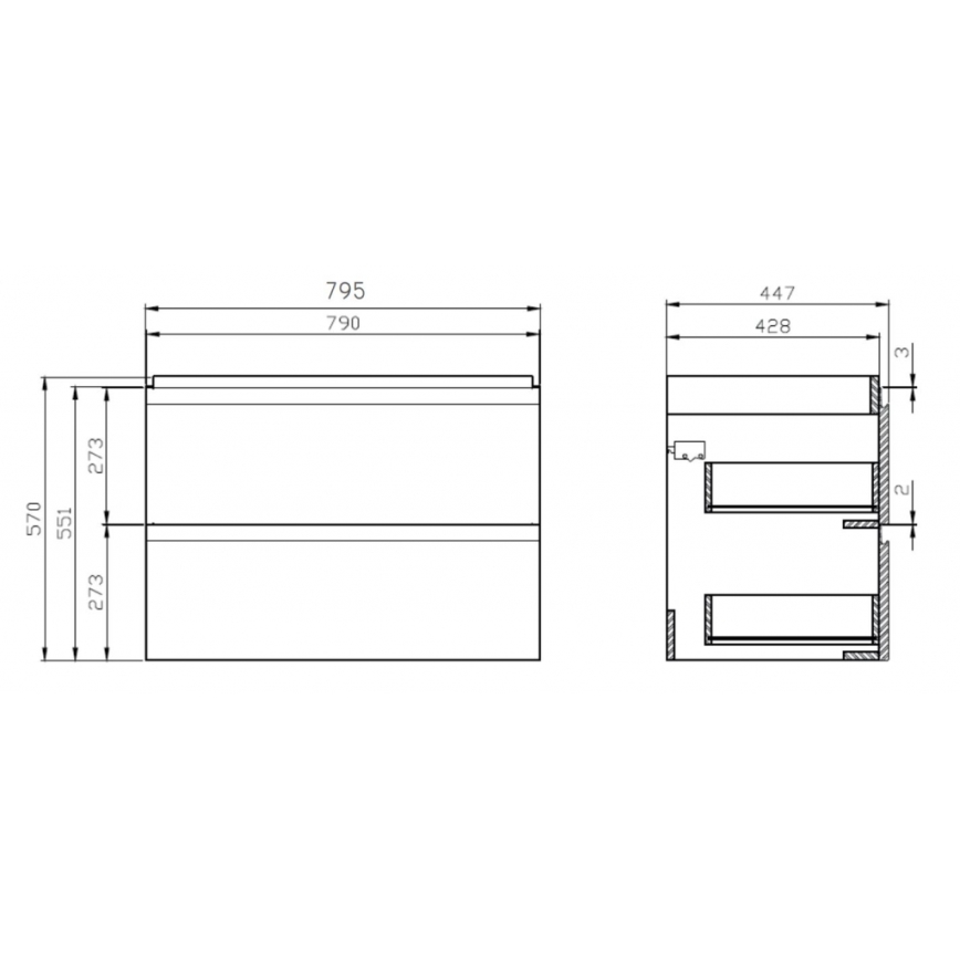 Cersanit S801-221-DSM - Viseći kupaonski ormarić s umivaonikom MODUO 80x45 cm sjajna bijela