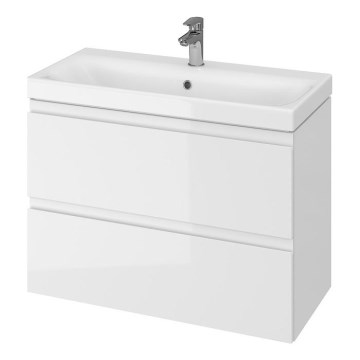 Cersanit S801-225-DSM - Viseći kupaonski ormarić s umivaonikom MEDA SLIM 62x80 cm sjajna bijela