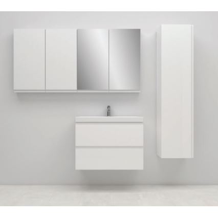Cersanit S801-225-DSM - Viseći kupaonski ormarić s umivaonikom MEDA SLIM 62x80 cm sjajna bijela