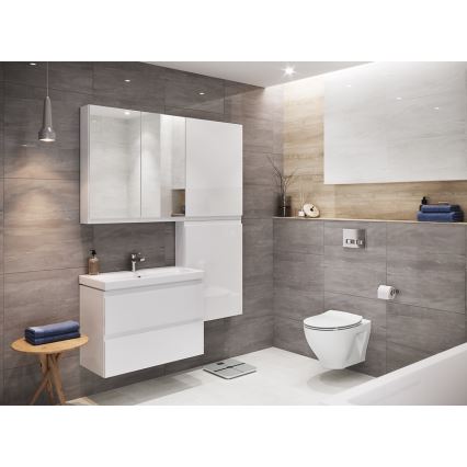 Cersanit S801-225-DSM - Viseći kupaonski ormarić s umivaonikom MEDA SLIM 62x80 cm sjajna bijela