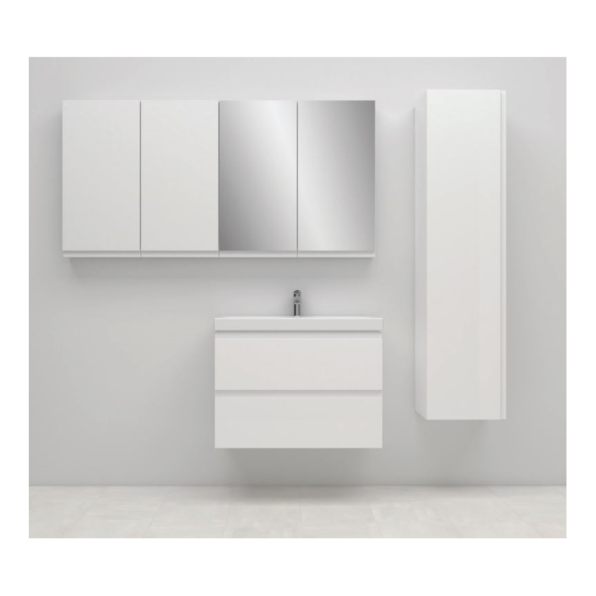 Cersanit S801-225-DSM - Viseći kupaonski ormarić s umivaonikom MODUO SLIM 80x57x38 cm sjajna bijela