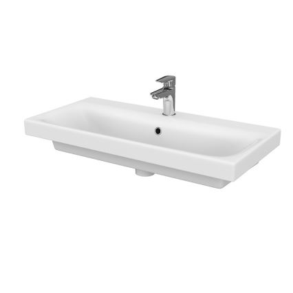 Cersanit S801-225-DSM - Viseći kupaonski ormarić s umivaonikom MODUO SLIM 80x57x38 cm sjajna bijela