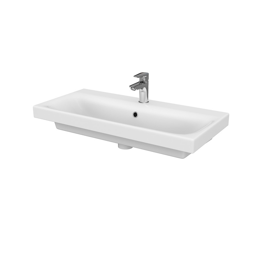 Cersanit S801-225-DSM - Viseći kupaonski ormarić s umivaonikom MODUO SLIM 80x57x38 cm sjajna bijela