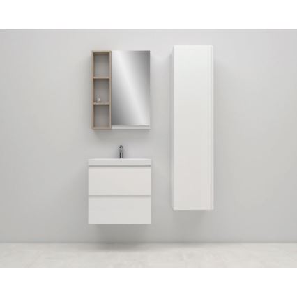 Cersanit S801-227-DSM - Viseći kupaonski ormarić s umivaonikom MEDA SLIM 62x60 cm sjajna bijela