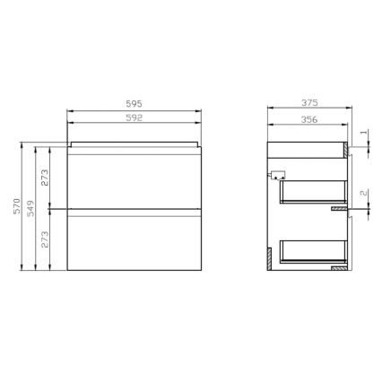 Cersanit S801-227-DSM - Viseći kupaonski ormarić s umivaonikom MODUO SLIM 60x38 cm, bijela u visokom sjaju