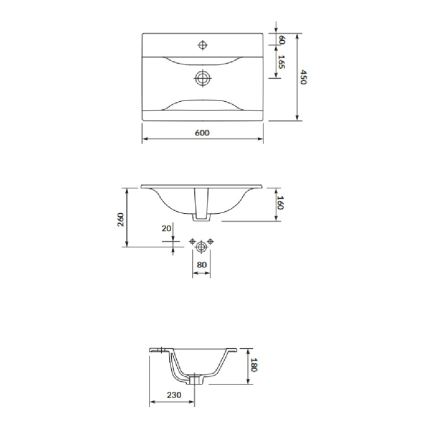 Cersanit S801-309-DSM - Zidni kupaonski ormarić s umivaonikom NIKO 60x45 cm bijeli
