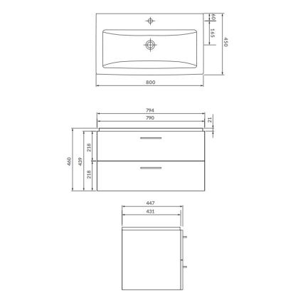 Cersanit S801-338-DSM - Zidni kupaonski ormarić s umivaonikom LARA 80x45 cm bijeli