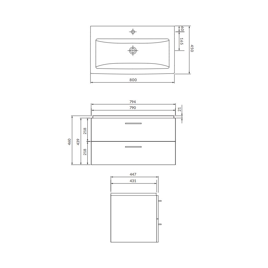Cersanit S801-338-DSM - Zidni kupaonski ormarić s umivaonikom LARA 80x45 cm bijeli