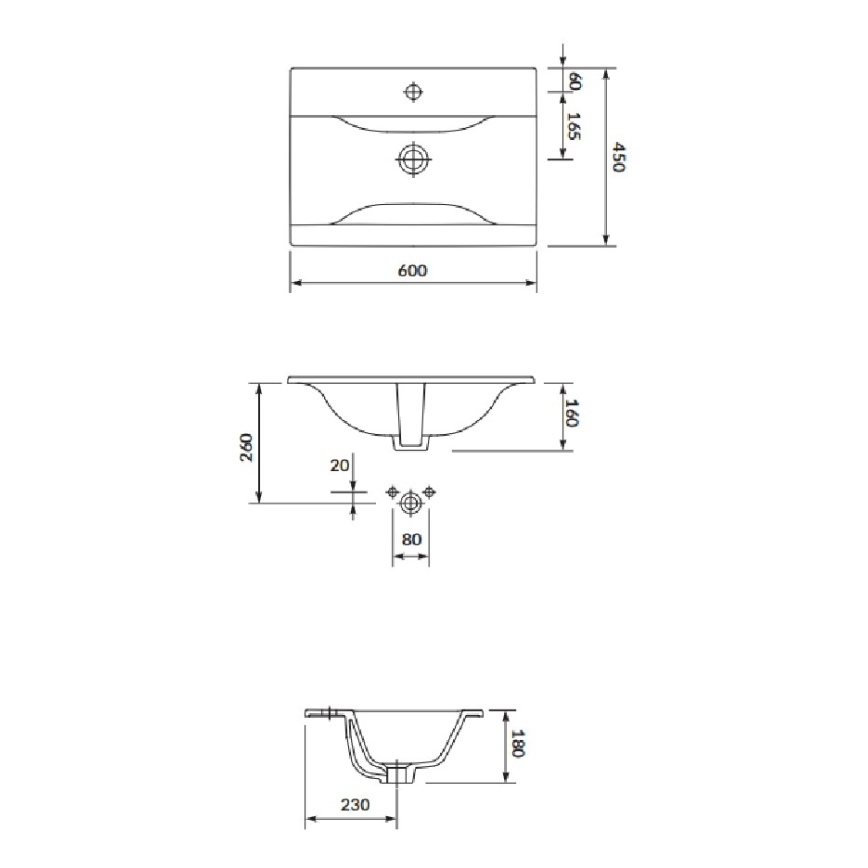 Cersanit S801-457 - Viseći kupaonski ormarić s umivaonikom NIKO 60x45 cm orah