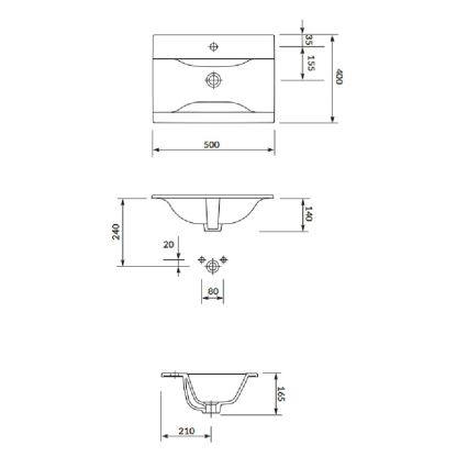 Cersanit S801-458 - Viseći kupaonski ormarić s umivaonikom NIKO 50x40 cm orah