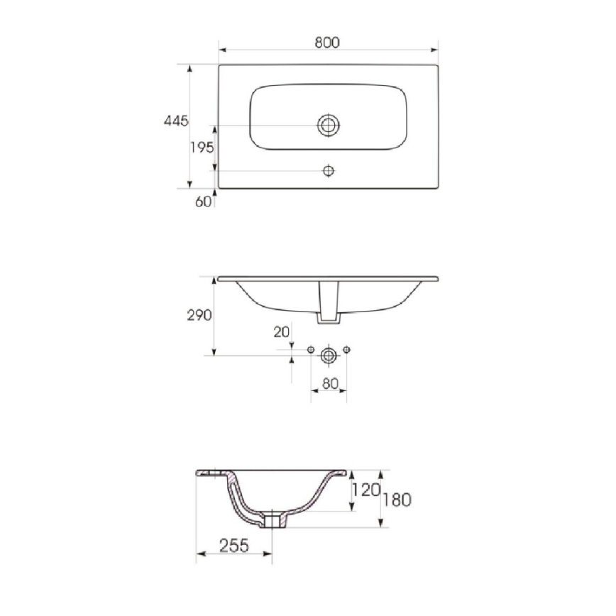 Cersanit S801-539 - Viseći kupaonski ormarić s umivaonikom NIKO 80x45 cm orah