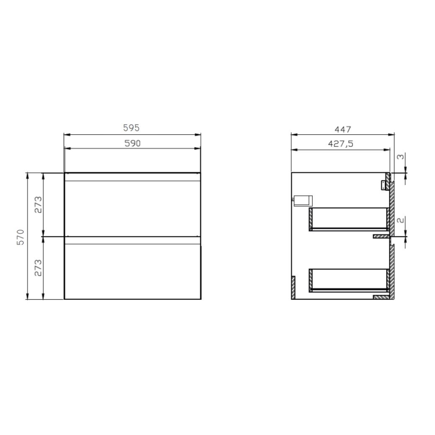 Cersanit S929-010 - Viseći kupaonski ormarić za umivaonik MEDDIE 57x59,5 cm sjajna bijela