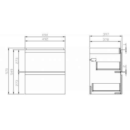 Cersanit S929-012 - Viseći kupaonski ormarić ispod umivaonika MODUO 49,4x39,7 cm bijela visokog sjaja