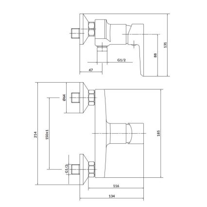 Cersanit S951-034 - Tuš baterija MILLE crna/sjajni krom