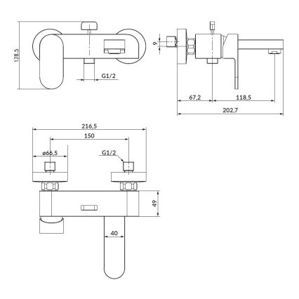Cersanit S951-309 - Kupaonska baterija CREA nikl