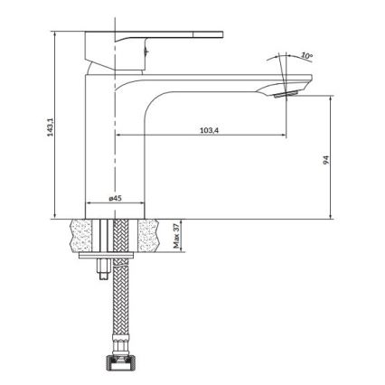 Cersanit S951-328 - Miješalica za umivaonik CREA 14,3 cm sjajni krom