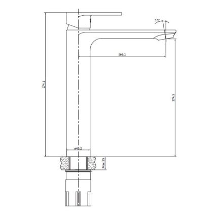 Cersanit S951-335 - Slavina za umivaonik CREA 27,4 cm nikl
