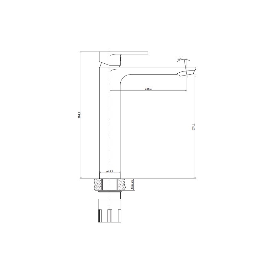 Cersanit S951-335 - Slavina za umivaonik CREA 27,4 cm nikl