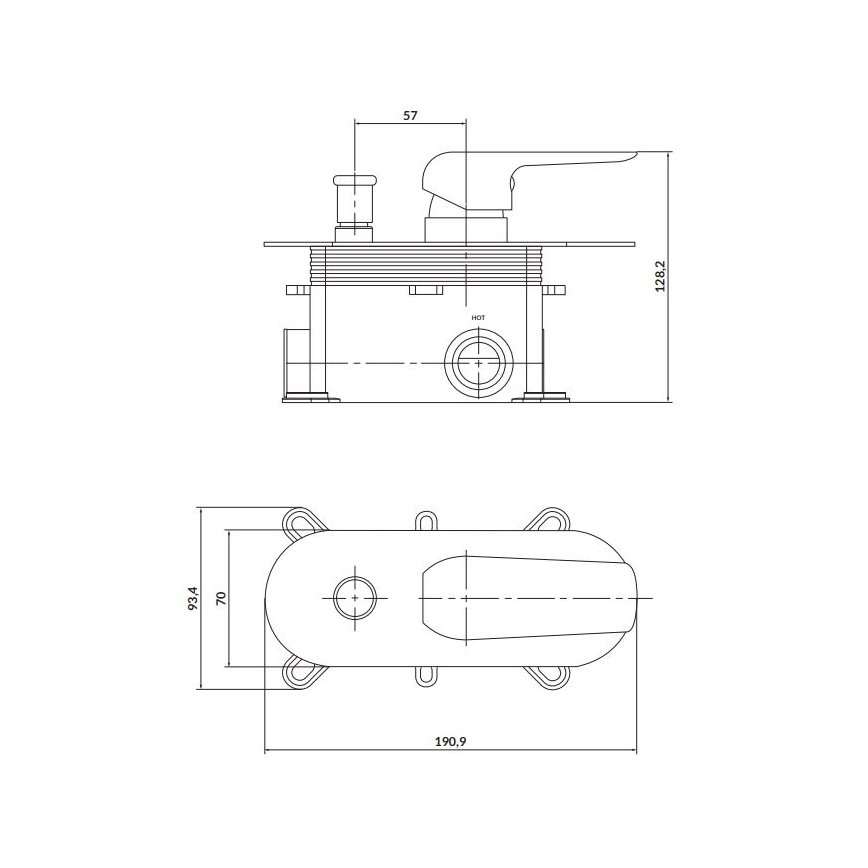 Cersanit S951-345 - Tuš baterija za ugradnju u zid CITY sjajni krom