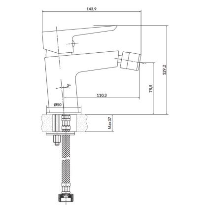 Cersanit S951-347 - Baterija za bide MILLE sjajni krom