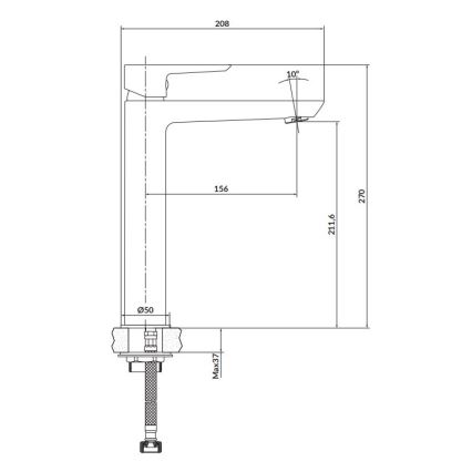 Cersanit S951-356 - Miješalica za umivaonik MILLE 27 cm crna + gornji dio sifona