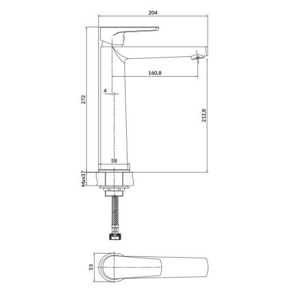 Cersanit S951-363 - Miješalica za umivaonik MODUO 27,2 cm sjajni krom
