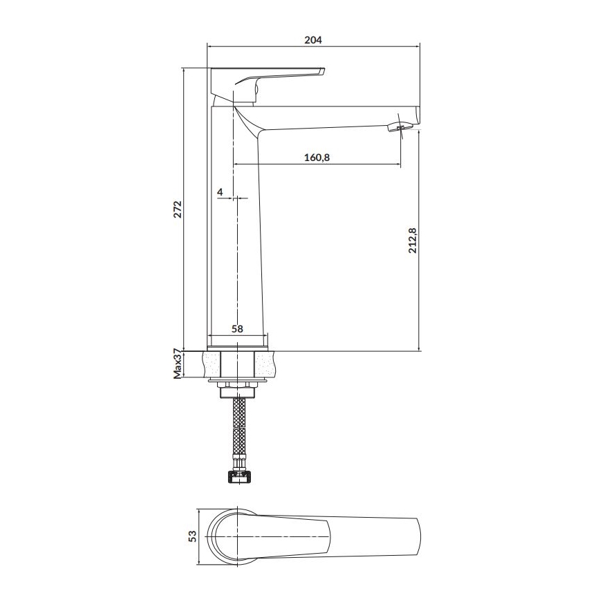 Cersanit S951-363 - Miješalica za umivaonik MODUO 27,2 cm sjajni krom