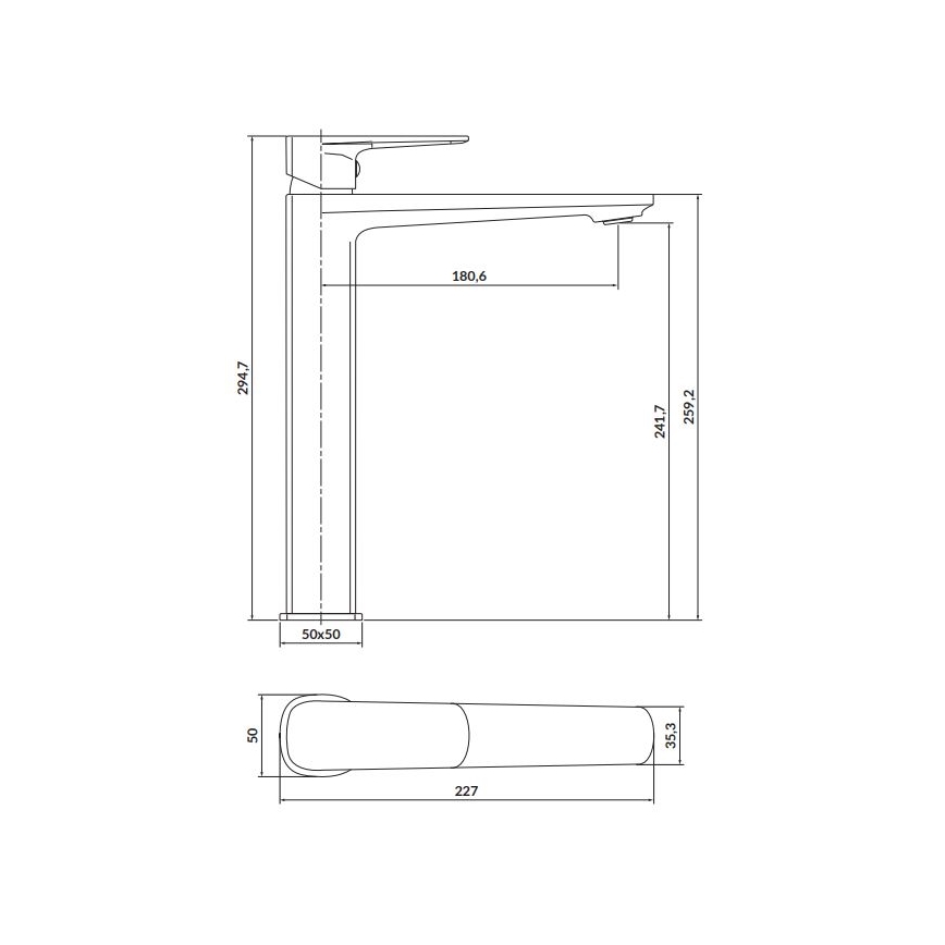 Cersanit S951-393 - Miješalica za umivaonik LARGA 29,5 cm zlatna