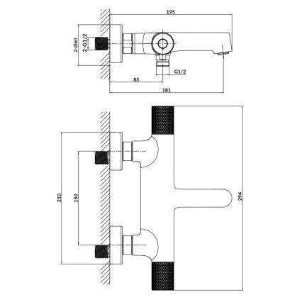 Cersanit S951-566 - Termostatska miješalica za kadu ZEN crna