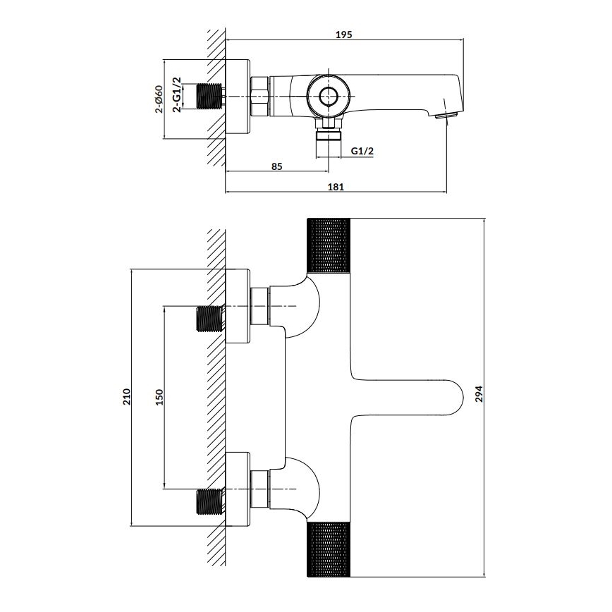 Cersanit S951-566 - Termostatska miješalica za kadu ZEN crna