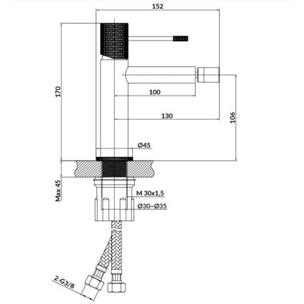 Cersanit S951-576 - Miješalica za bide ZEN crna