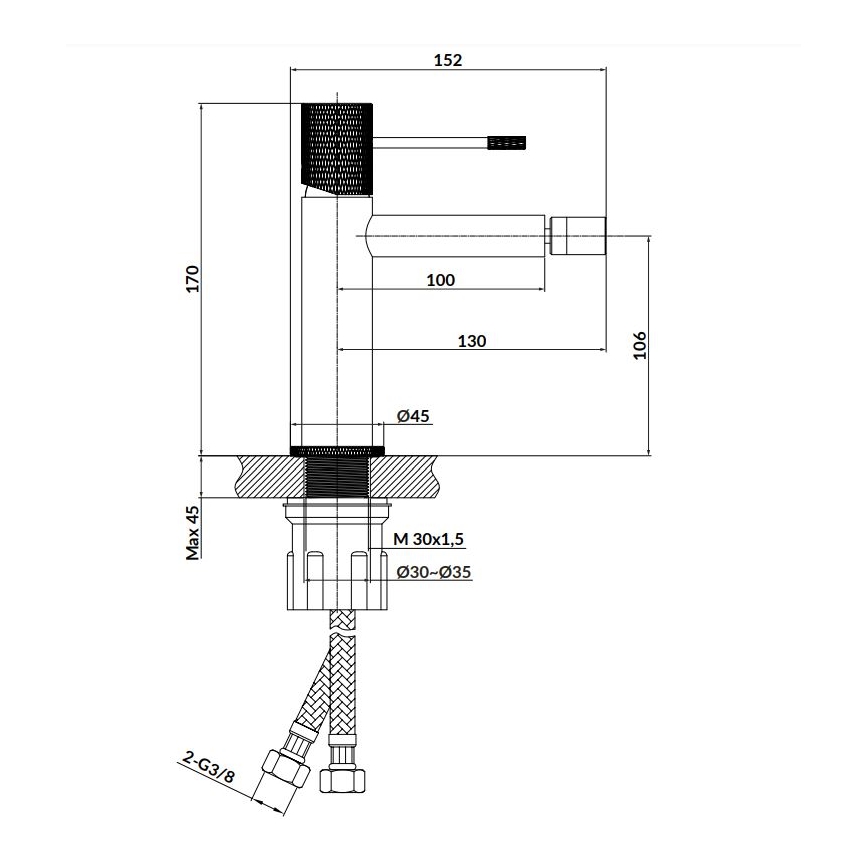 Cersanit S951-576 - Miješalica za bide ZEN crna