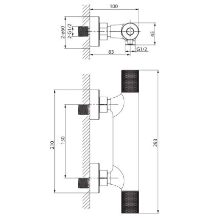 Cersanit S951-582 - Termostatska miješalica za tuš ZEN crna