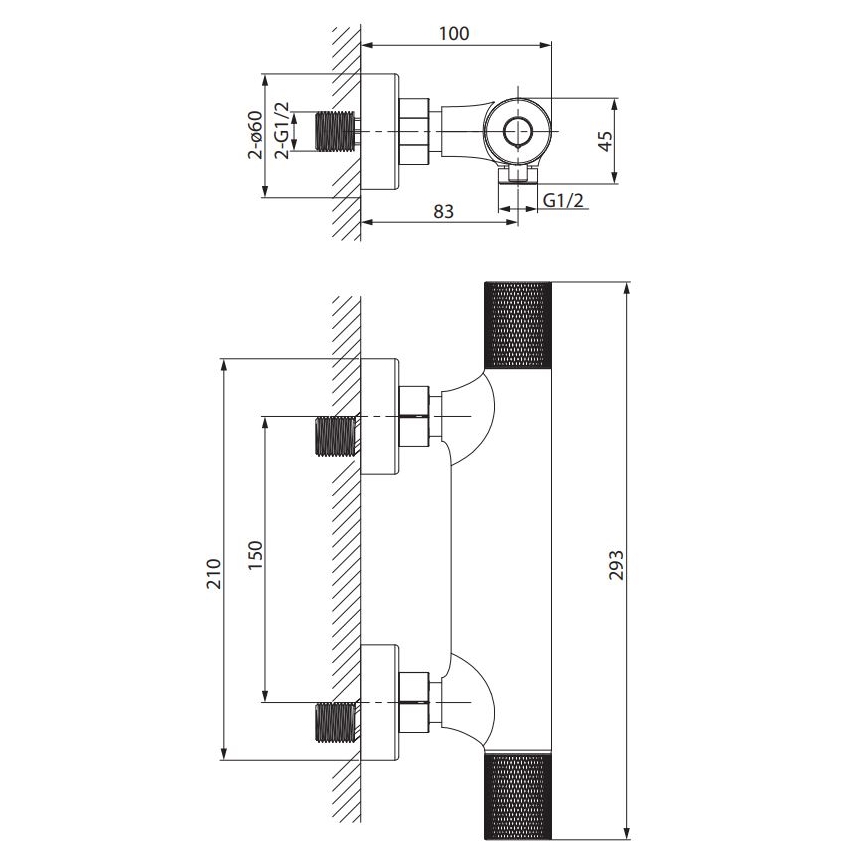 Cersanit S951-582 - Termostatska miješalica za tuš ZEN crna