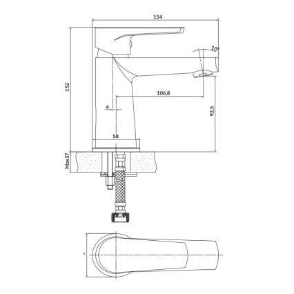 Cersanit S951-584 - Miješalica za umivaonik MODUO 15,2 cm crna