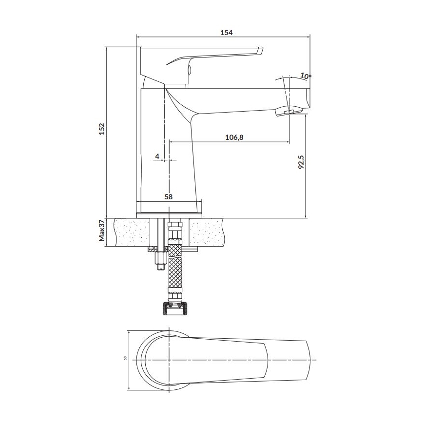 Cersanit S951-584 - Miješalica za umivaonik MODUO 15,2 cm crna