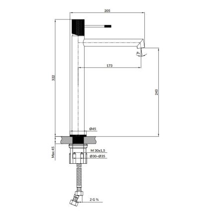 Cersanit S951-599 - Miješalica za umivaonik ZEN 32,2 cm crna