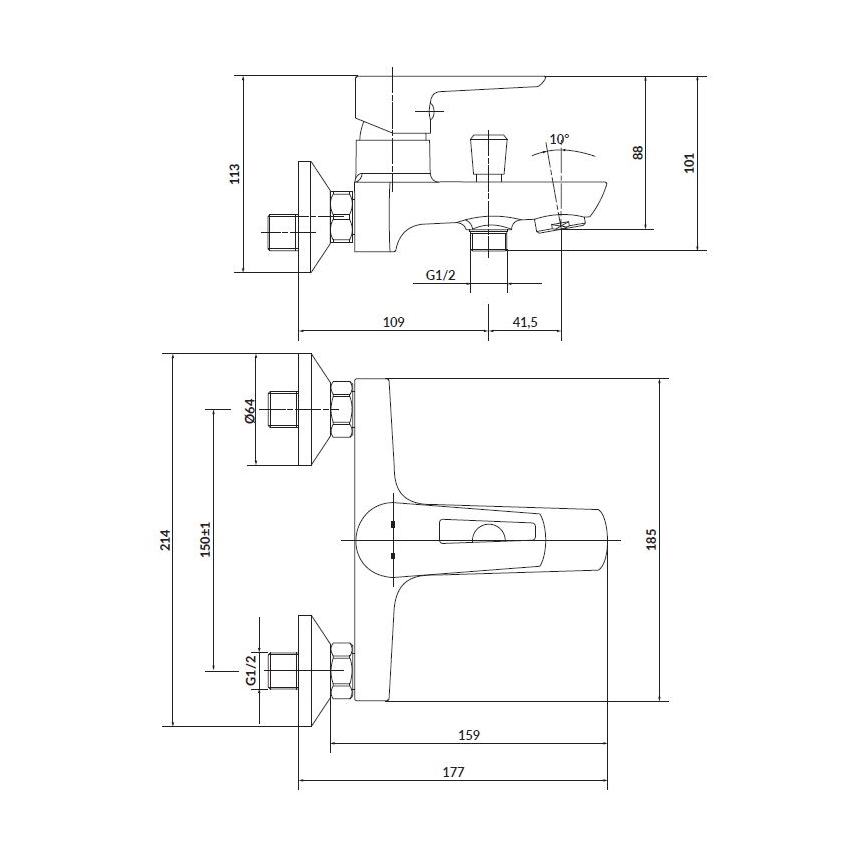 Cersanit S952-003 - Kupaonski set s baterijom za kadu + slavina za umivaonik MILLE sjajni krom