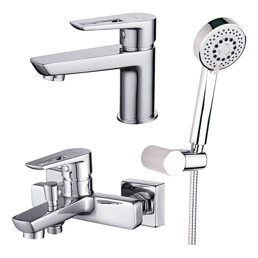 Cersanit S952-003 - Kupaonski set s baterijom za kadu + slavina za umivaonik MILLE sjajni krom