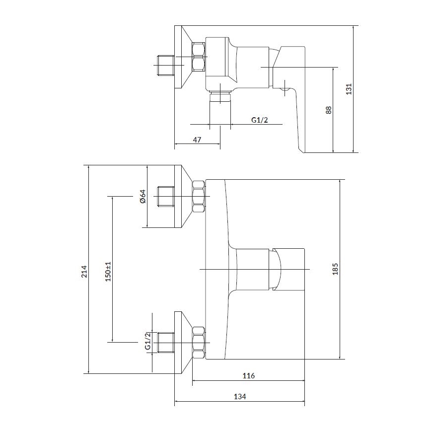 Cersanit S952-004 - Tuš set s baterijom + slavina za umivaonik MILLE sjajni krom