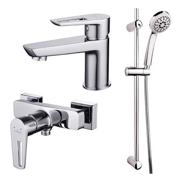Cersanit S952-004 - Tuš set s baterijom + slavina za umivaonik MILLE sjajni krom