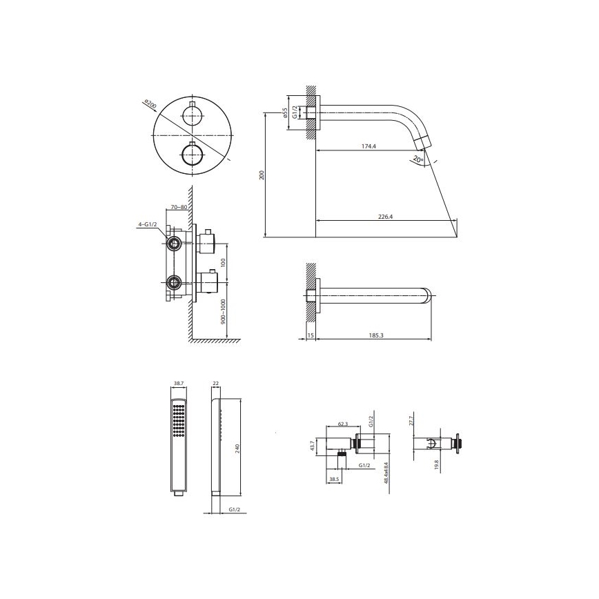 Cersanit S952-034 - Kada set s termostatskom podžbuknom baterijom ZEN sjajni krom