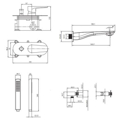 Cersanit S952-036 - Kada set s podžbuknom baterijom CITY sjajni krom