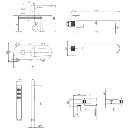 Cersanit S952-042 - Kada set s podžbuknom baterijom CREA crna